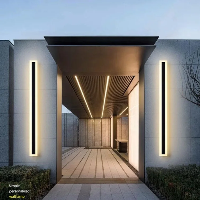 Outdoor Linear Metal Wall Mount Lamp Sconce