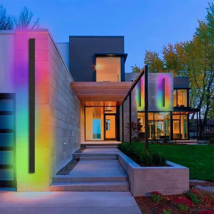 Outdoor Linear Metal Wall Mount Lamp Sconce (RGB)