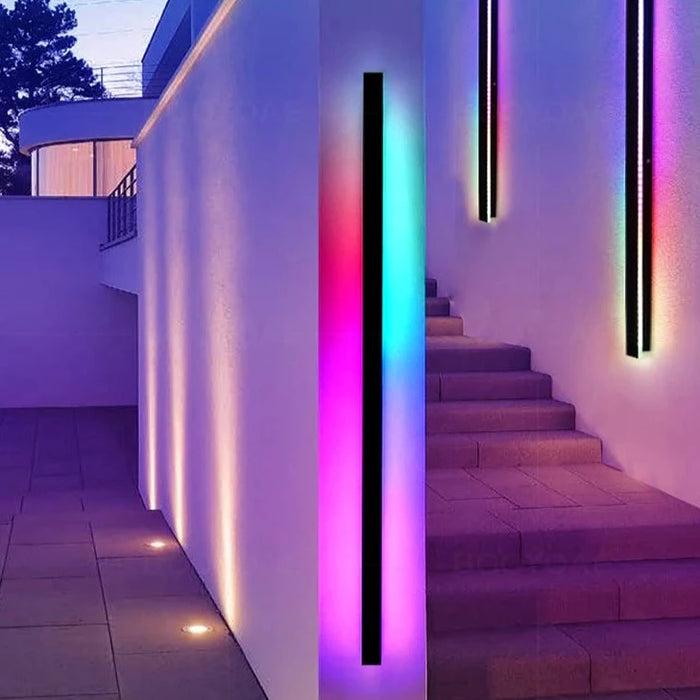 Outdoor Linear Metal Wall Mount Lamp Sconce (RGB)